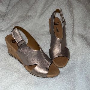 Clarks Gold Wedges